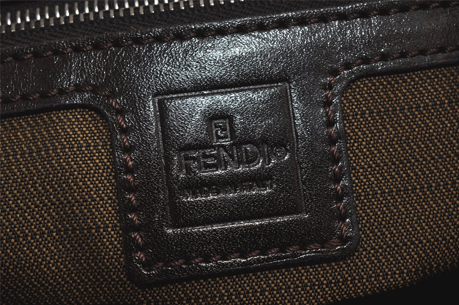 Authentic FENDI Zucca Mamma Baguette Shoulder Bag Canvas Leather Brown 6239I
