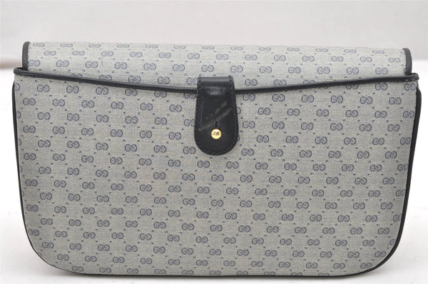 Authentic GUCCI Micro GG PVC Leather Shoulder Clutch Bag Navy Blue Junk 6239K