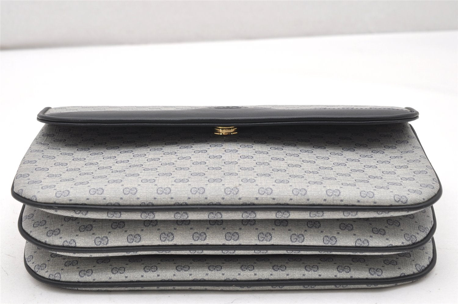Authentic GUCCI Micro GG PVC Leather Shoulder Clutch Bag Navy Blue Junk 6239K