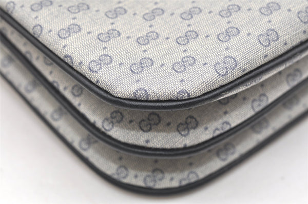 Authentic GUCCI Micro GG PVC Leather Shoulder Clutch Bag Navy Blue Junk 6239K