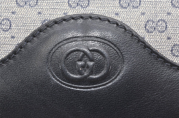 Authentic GUCCI Micro GG PVC Leather Shoulder Clutch Bag Navy Blue Junk 6239K
