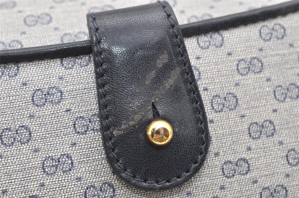 Authentic GUCCI Micro GG PVC Leather Shoulder Clutch Bag Navy Blue Junk 6239K