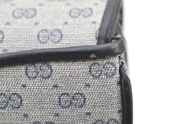 Authentic GUCCI Micro GG PVC Leather Shoulder Clutch Bag Navy Blue Junk 6239K