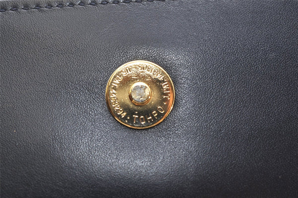 Authentic GUCCI Micro GG PVC Leather Shoulder Clutch Bag Navy Blue Junk 6239K