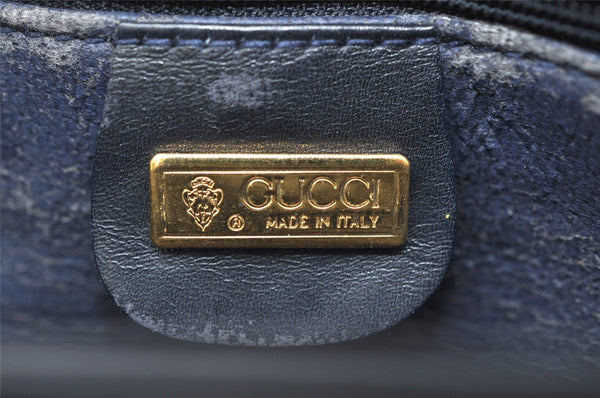 Authentic GUCCI Micro GG PVC Leather Shoulder Clutch Bag Navy Blue Junk 6239K