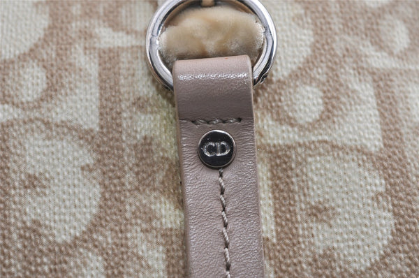 Authentic Christian Dior Trotter Romantic Hand Bag PVC Suede Leather Beige 6240I