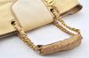 Authentic CHANEL Canvas Calf Skin Matelasse Chain Tote Bag White Cream CC 6241K