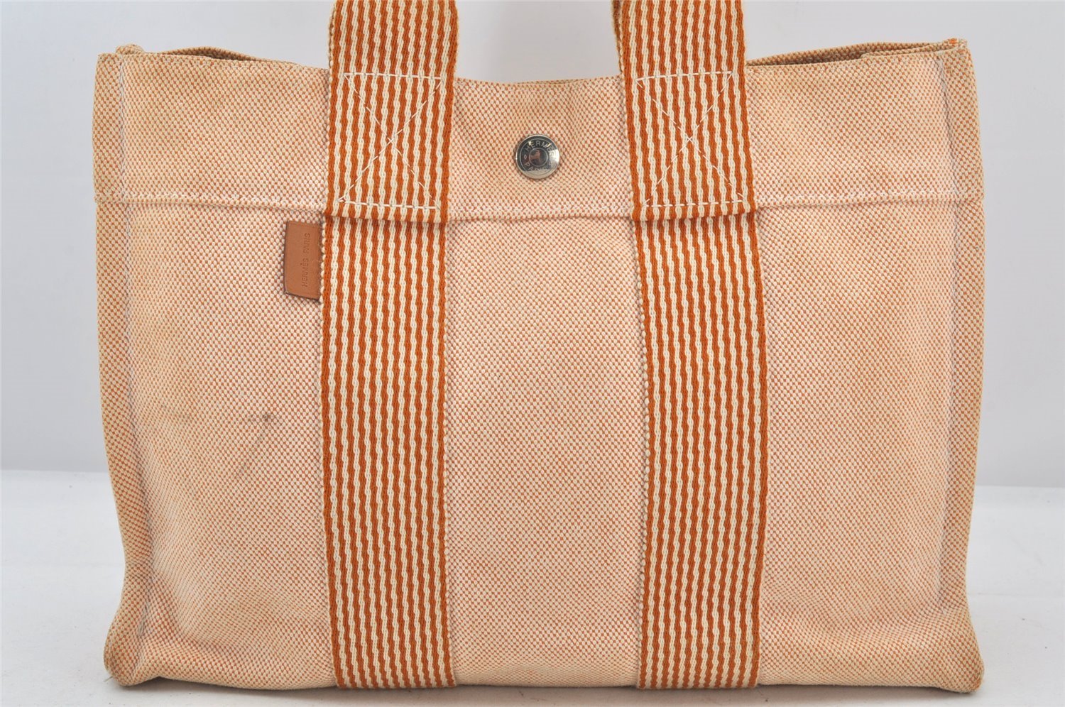 Authentic HERMES Vintage New Fourre Tout PM Tote Hand Bag Canvas Orange 6242K