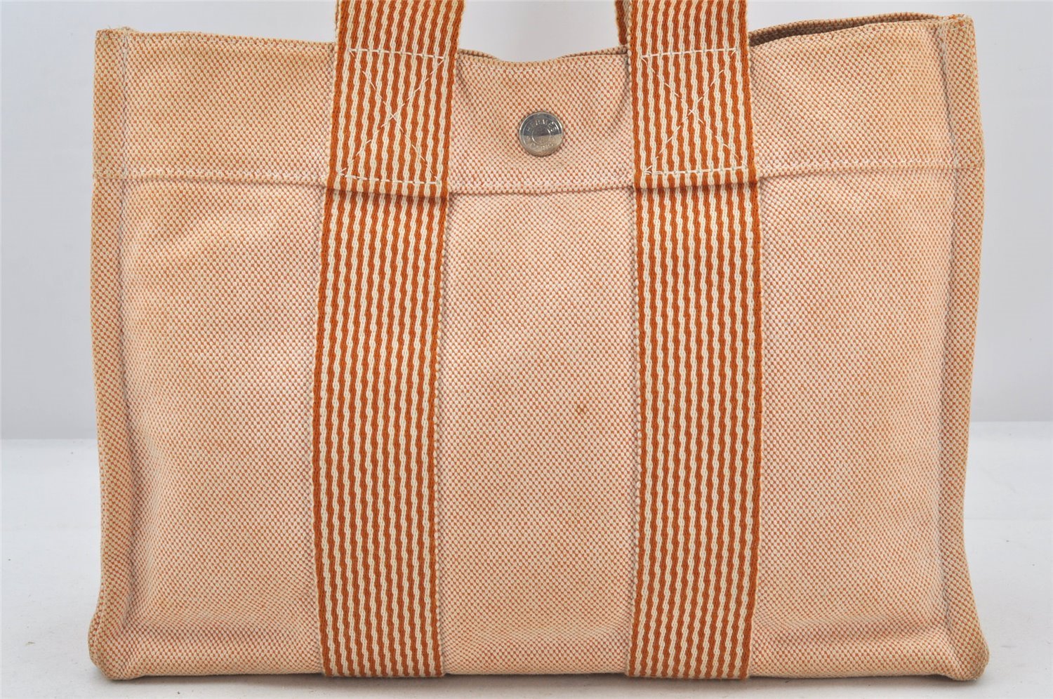 Authentic HERMES Vintage New Fourre Tout PM Tote Hand Bag Canvas Orange 6242K