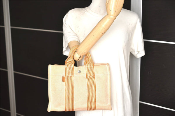 Authentic HERMES Vintage New Fourre Tout PM Tote Hand Bag Canvas Orange 6242K