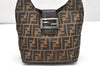 Authentic FENDI Zucca Mamma Baguette Shoulder Bag Canvas Leather Brown 6243K