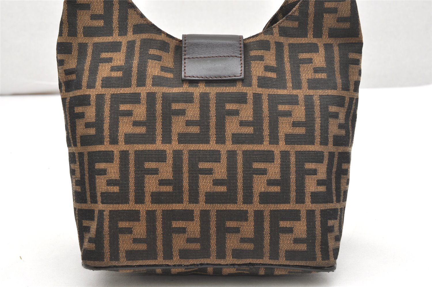 Authentic FENDI Zucca Mamma Baguette Shoulder Bag Canvas Leather Brown 6243K