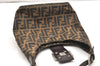 Authentic FENDI Zucca Mamma Baguette Shoulder Bag Canvas Leather Brown 6243K