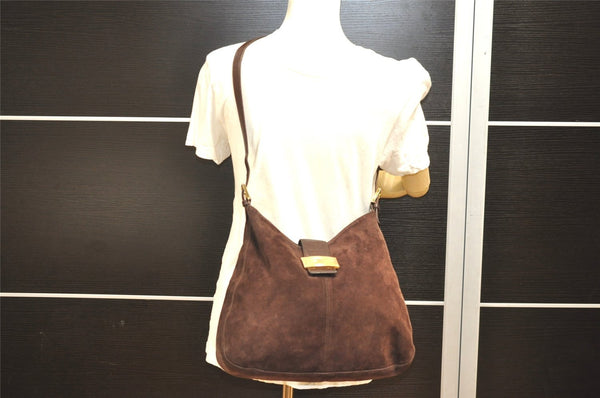 Authentic FENDI Vintage Shoulder Cross Body Bag Suede Leather Brown 6245I