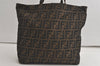 Authentic FENDI Vintage Zucca Shoulder Tote Bag Nylon Leather Brown 6245K