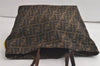 Authentic FENDI Vintage Zucca Shoulder Tote Bag Nylon Leather Brown 6245K