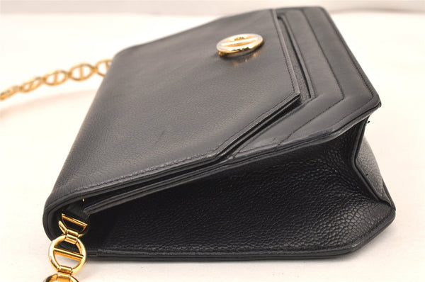 Authentic Christian Dior Shoulder Cross Body Bag Purse Leather Black 6246K
