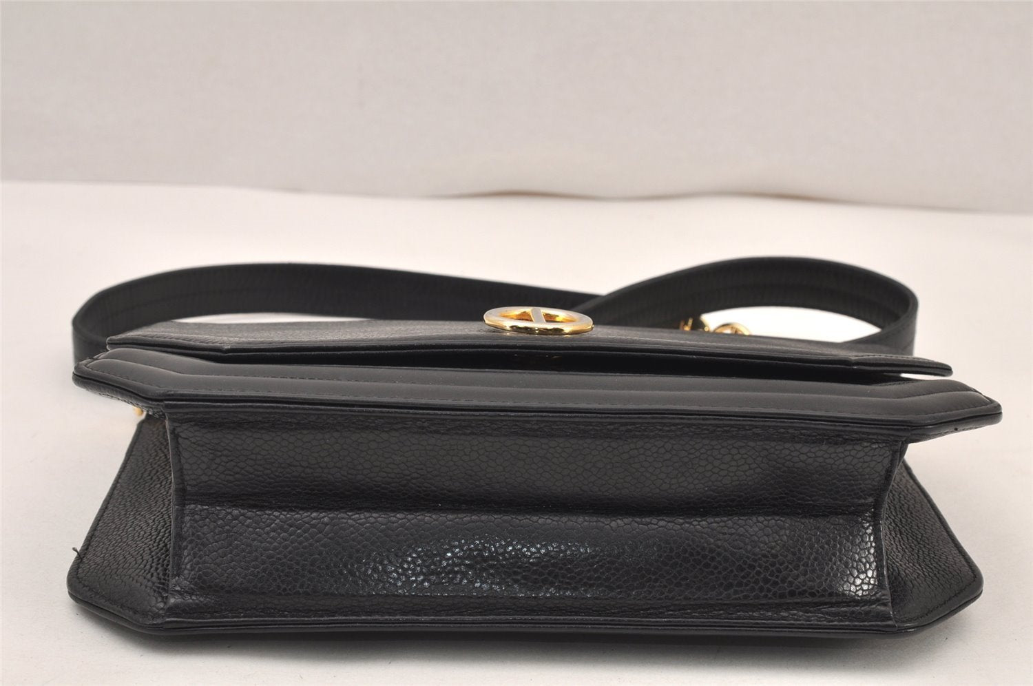 Authentic Christian Dior Shoulder Cross Body Bag Purse Leather Black 6246K