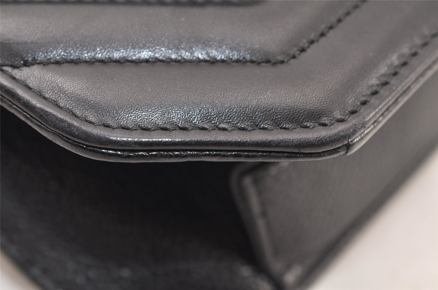 Authentic Christian Dior Shoulder Cross Body Bag Purse Leather Black 6246K
