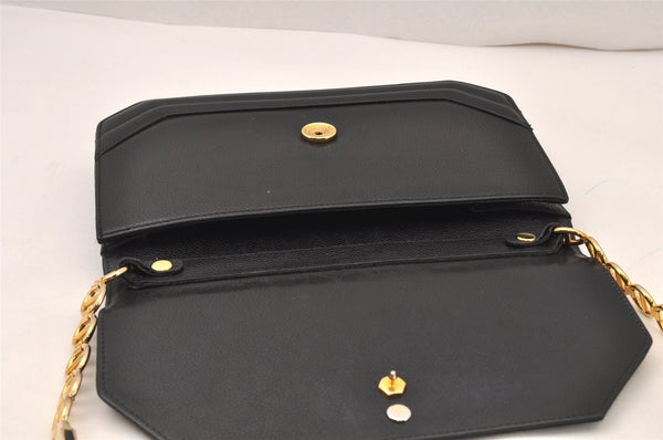 Authentic Christian Dior Shoulder Cross Body Bag Purse Leather Black 6246K