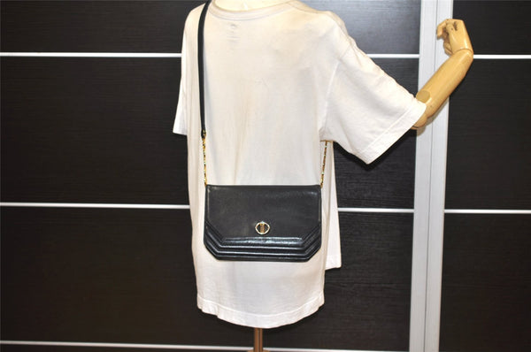 Authentic Christian Dior Shoulder Cross Body Bag Purse Leather Black 6246K