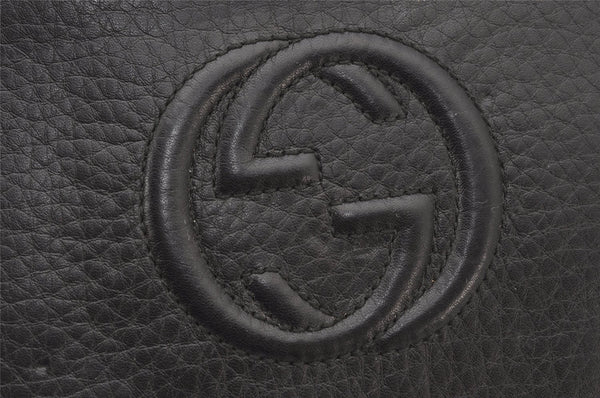 Authentic GUCCI SOHO Hand Long Wallet Purse GG Leather 306118 Black 6248K