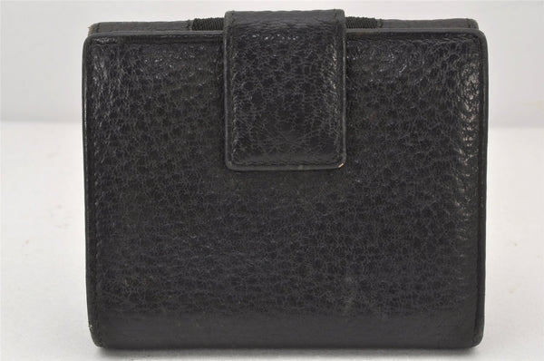 Auth GUCCI Sherry Line Interlocking G Bifold Wallet Leather 131865 Black 6250K