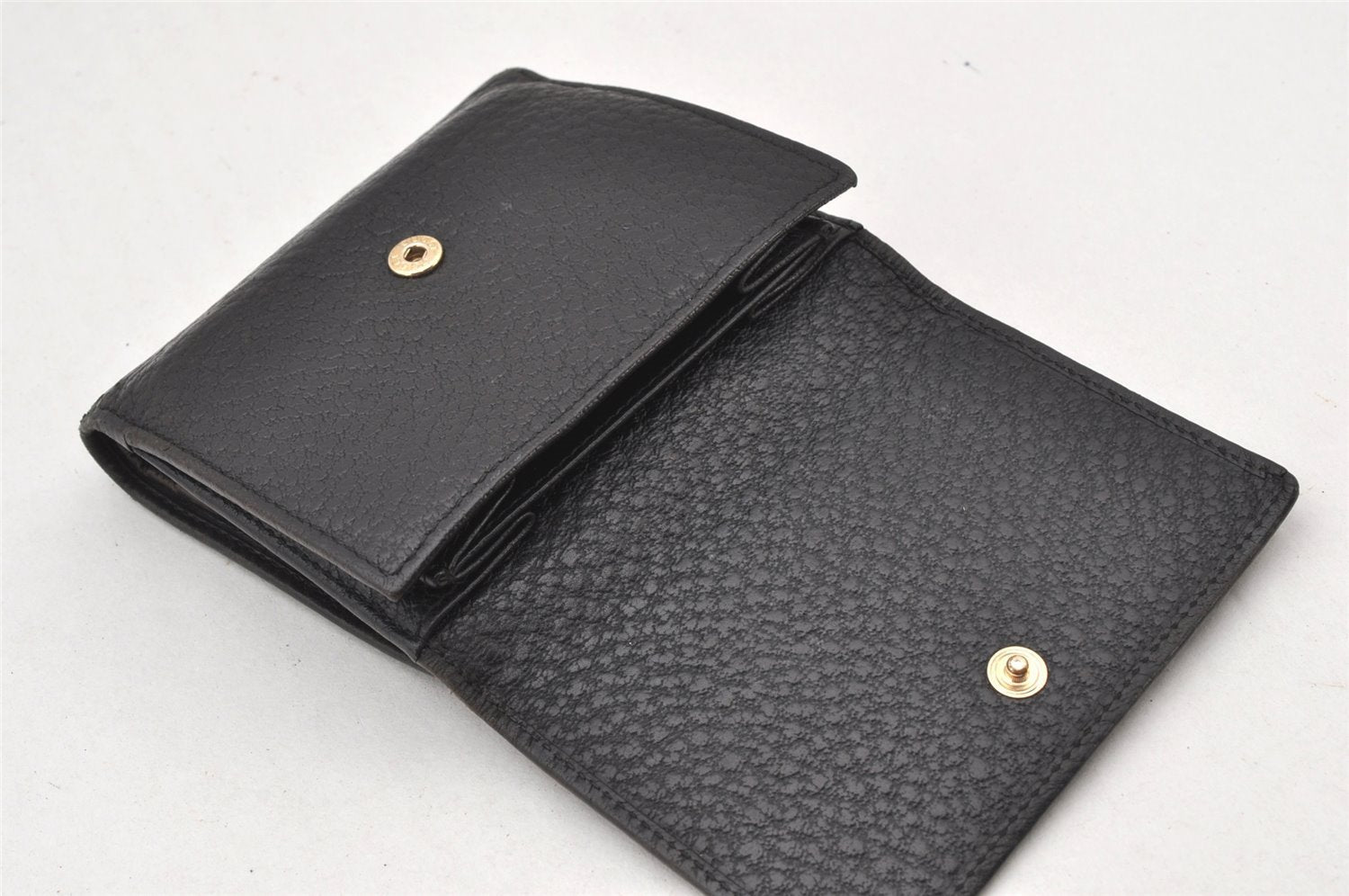 Auth GUCCI Sherry Line Interlocking G Bifold Wallet Leather 131865 Black 6250K