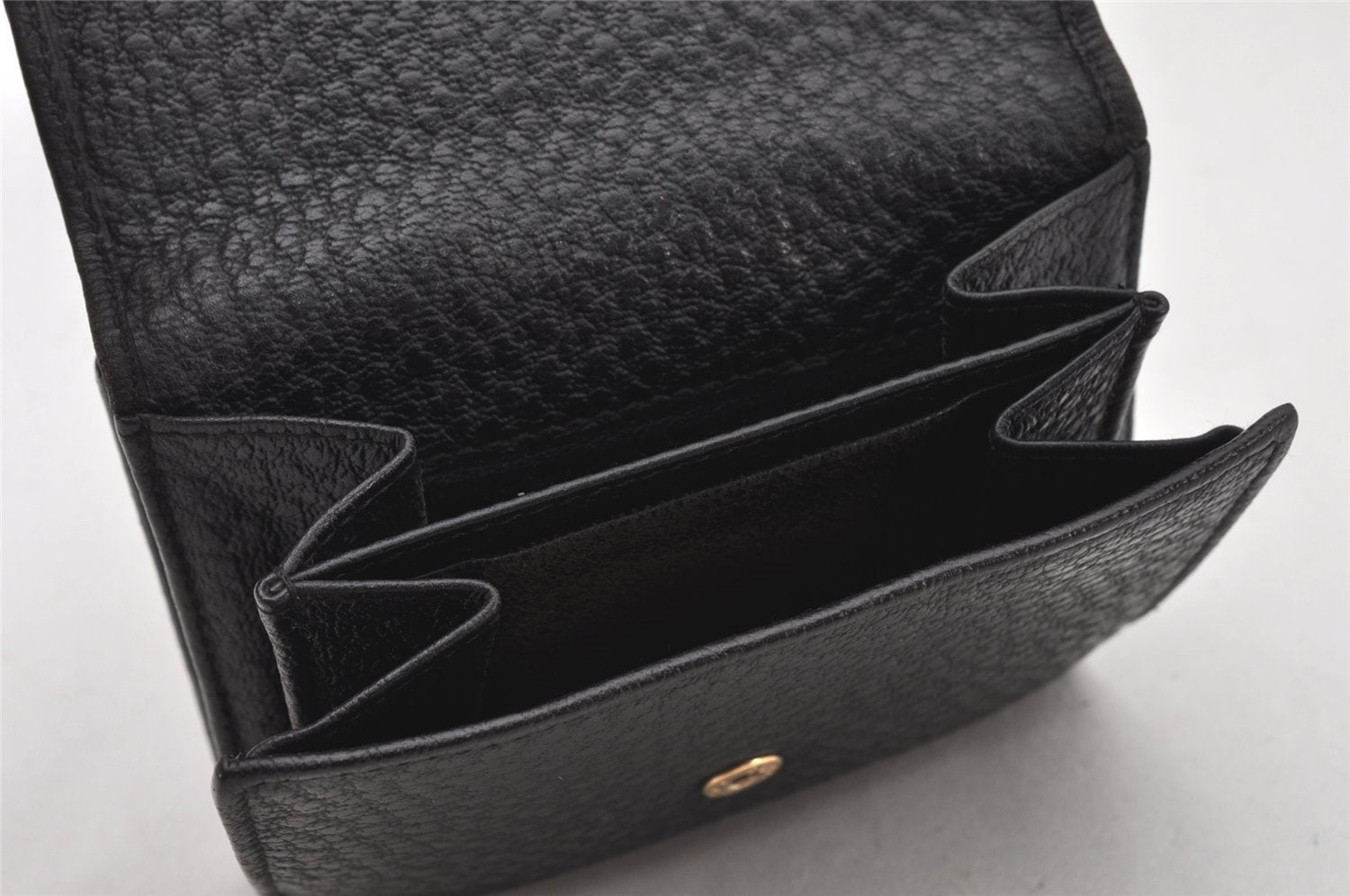 Auth GUCCI Sherry Line Interlocking G Bifold Wallet Leather 131865 Black 6250K