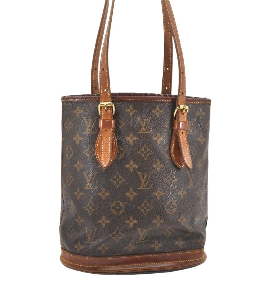 Authentic Louis Vuitton Monogram Bucket PM Shoulder Tote Bag M42238 Junk 6252K