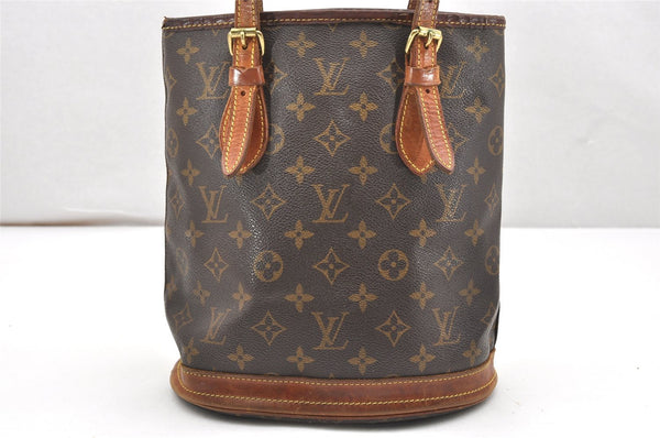 Authentic Louis Vuitton Monogram Bucket PM Shoulder Tote Bag M42238 Junk 6252K