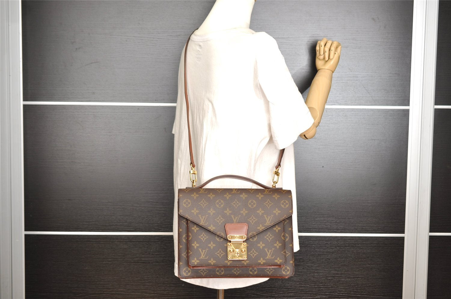 Authentic Louis Vuitton Monogram Monceau 2Way Shoulder Hand Bag M51185 LV 6253I