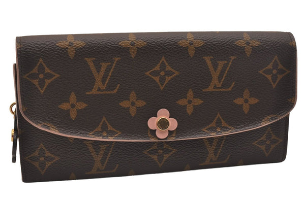 Auth Louis Vuitton Monogram Portefeuille Emilie Flower Wallet M64202 LV 6253J