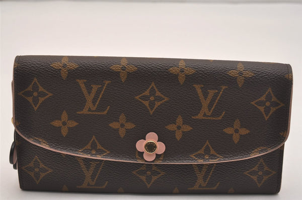 Auth Louis Vuitton Monogram Portefeuille Emilie Flower Wallet M64202 LV 6253J