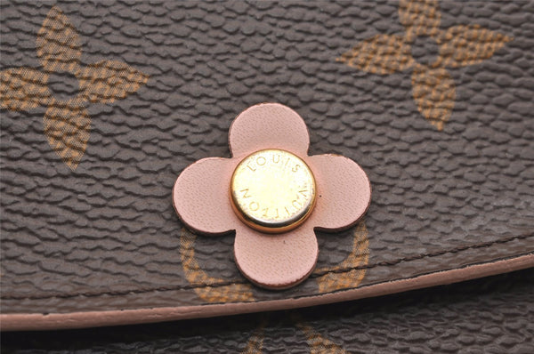 Auth Louis Vuitton Monogram Portefeuille Emilie Flower Wallet M64202 LV 6253J