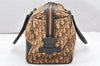 Authentic Christian Dior Trotter Boston Hand Bag Canvas Leather Brown CD 6253K