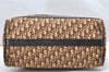 Authentic Christian Dior Trotter Boston Hand Bag Canvas Leather Brown CD 6253K