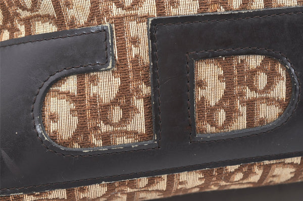 Authentic Christian Dior Trotter Boston Hand Bag Canvas Leather Brown CD 6253K