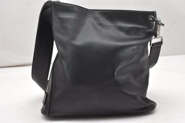 Authentic GUCCI Vintage Shoulder Cross Body Bag Purse Leather 91761 Black 6256K
