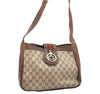 Authentic GUCCI Web Sherry Line Shoulder Cross Bag GG PVC Leather Brown 6258K