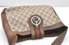 Authentic GUCCI Web Sherry Line Shoulder Cross Bag GG PVC Leather Brown 6258K