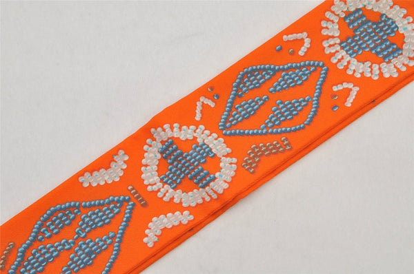 Authentic HERMES Twilly Scarf "KELLY EN PERLES" Silk Orange 6259J