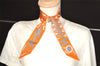 Authentic HERMES Twilly Scarf "KELLY EN PERLES" Silk Orange 6259J