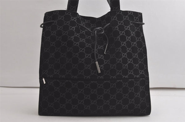 Authentic GUCCI Vintage Shoulder Tote Bag GG Suede 0021052 Black 6260K