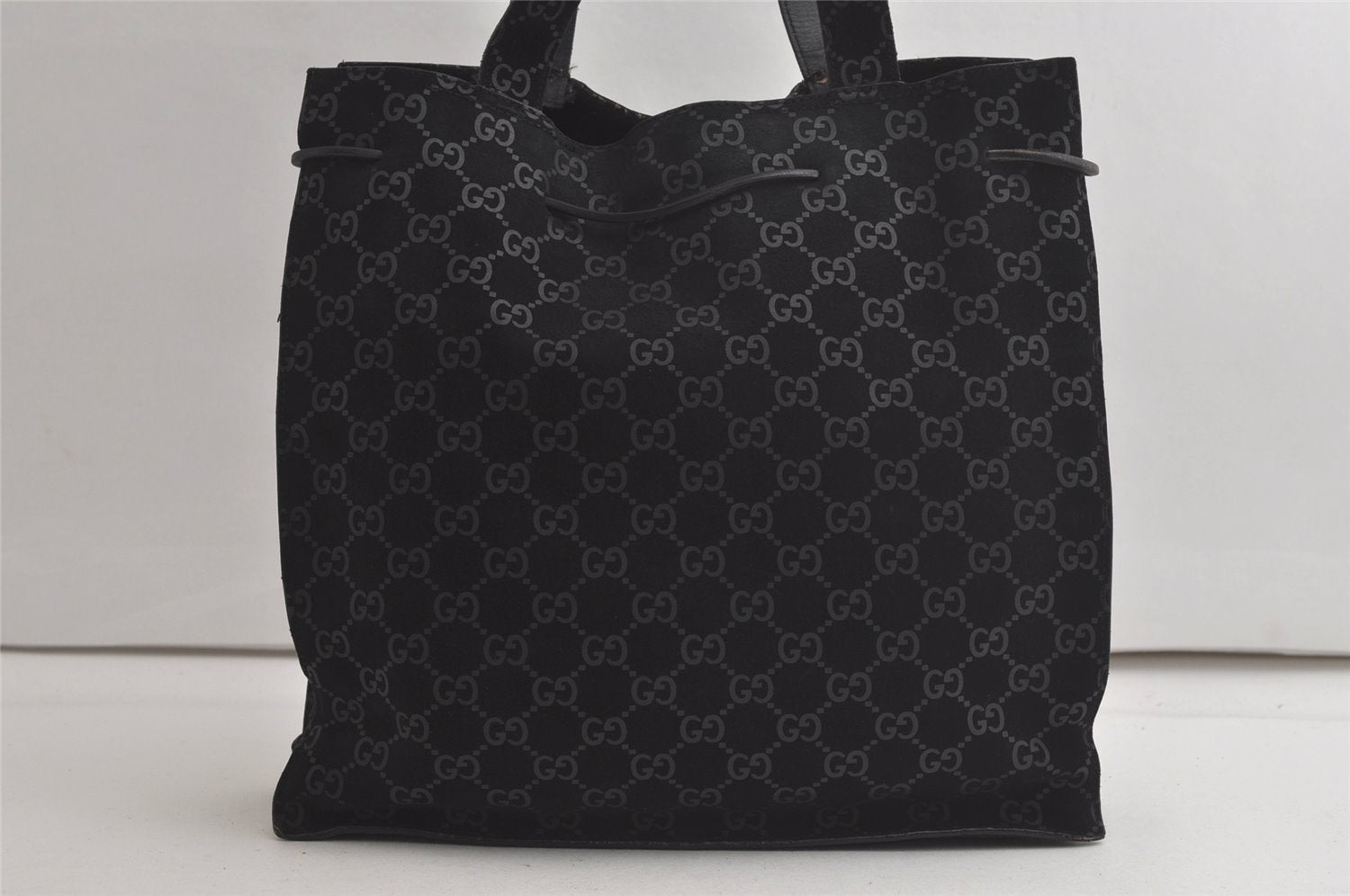 Authentic GUCCI Vintage Shoulder Tote Bag GG Suede 0021052 Black 6260K