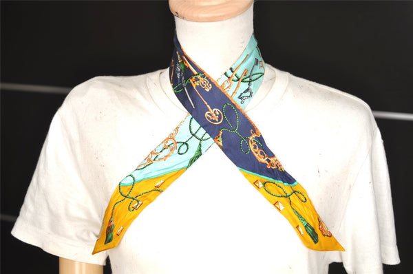 Authentic HERMES Twilly Scarf "LES CLES" Silk Yellow 6262J