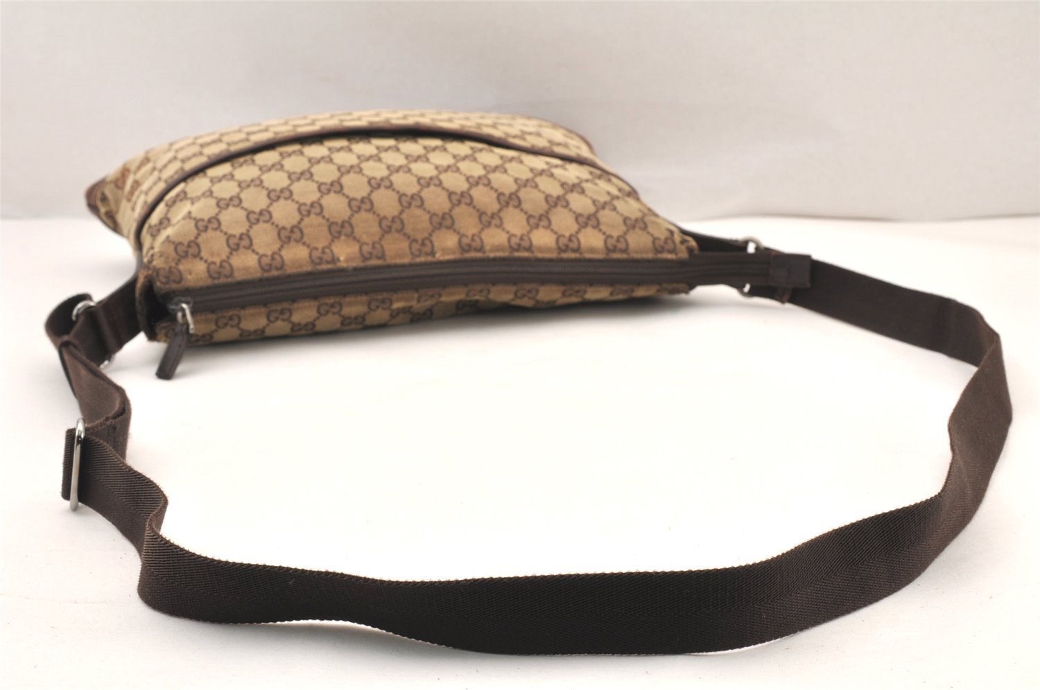 Authentic GUCCI Shoulder Cross Body Bag GG Canvas Leather 145856 Brown 6263K