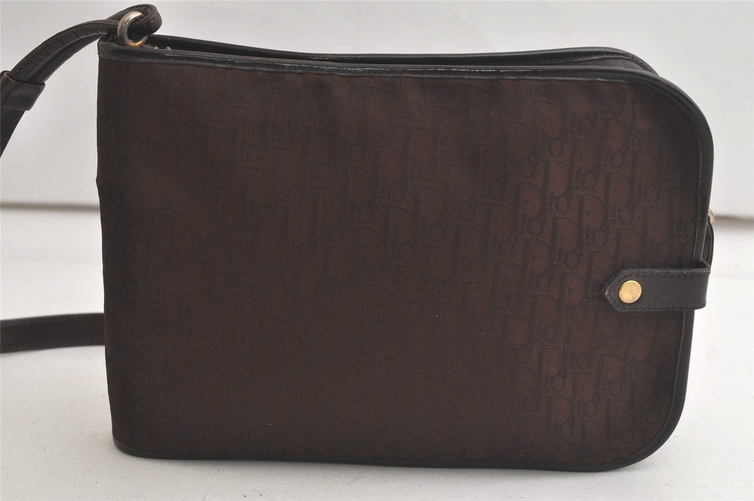 Authentic Christian Dior Trotter Shoulder Cross Bag Canvas Leather Brown 6265K