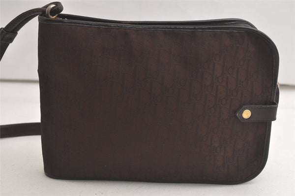Authentic Christian Dior Trotter Shoulder Cross Bag Canvas Leather Brown 6265K