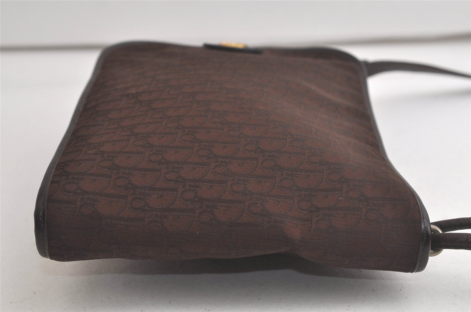Authentic Christian Dior Trotter Shoulder Cross Bag Canvas Leather Brown 6265K